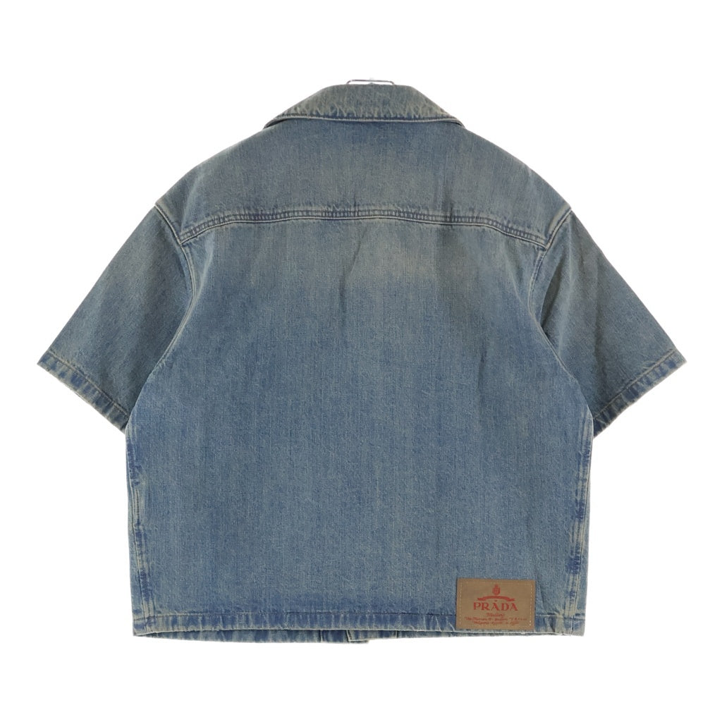 PRADA(プラダ) DENIM BLEACHED BLEACHデニム半袖シャツ GEC068 インディゴ