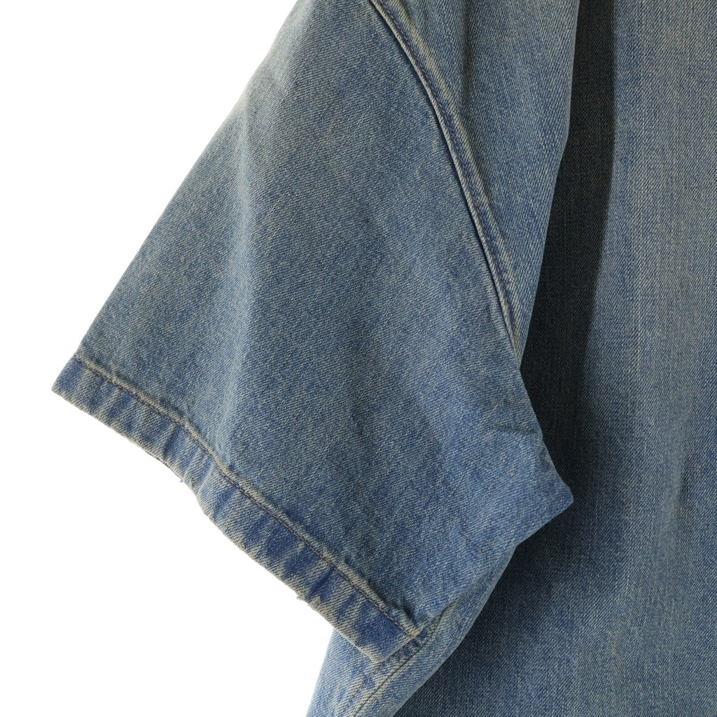 PRADA(プラダ) DENIM BLEACHED BLEACHデニム半袖シャツ GEC068 インディゴ