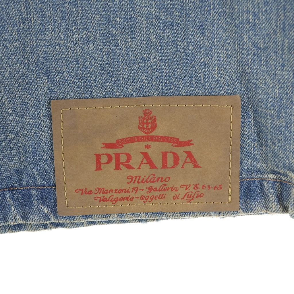PRADA(プラダ) DENIM BLEACHED BLEACHデニム半袖シャツ GEC068 インディゴ