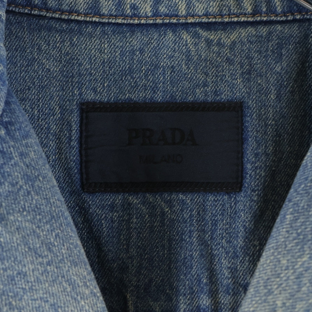 PRADA(プラダ) DENIM BLEACHED BLEACHデニム半袖シャツ GEC068 インディゴ
