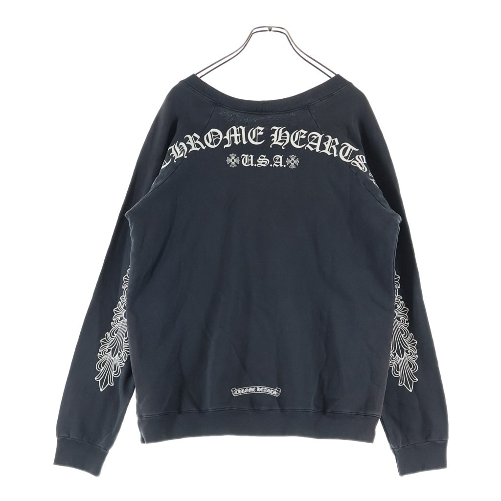CHROME HEARTS(クロムハーツ) SWTSHRT PLVR バックアーチロゴ 袖フローラル スウェット トレーナー グレー