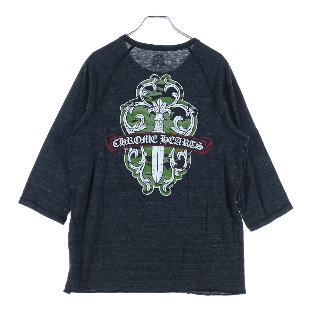CHROME HEARTS(クロムハーツ) OLD オールドヴァインダガープリントヘンリーネックカットソー 長袖Tシャツ グレー