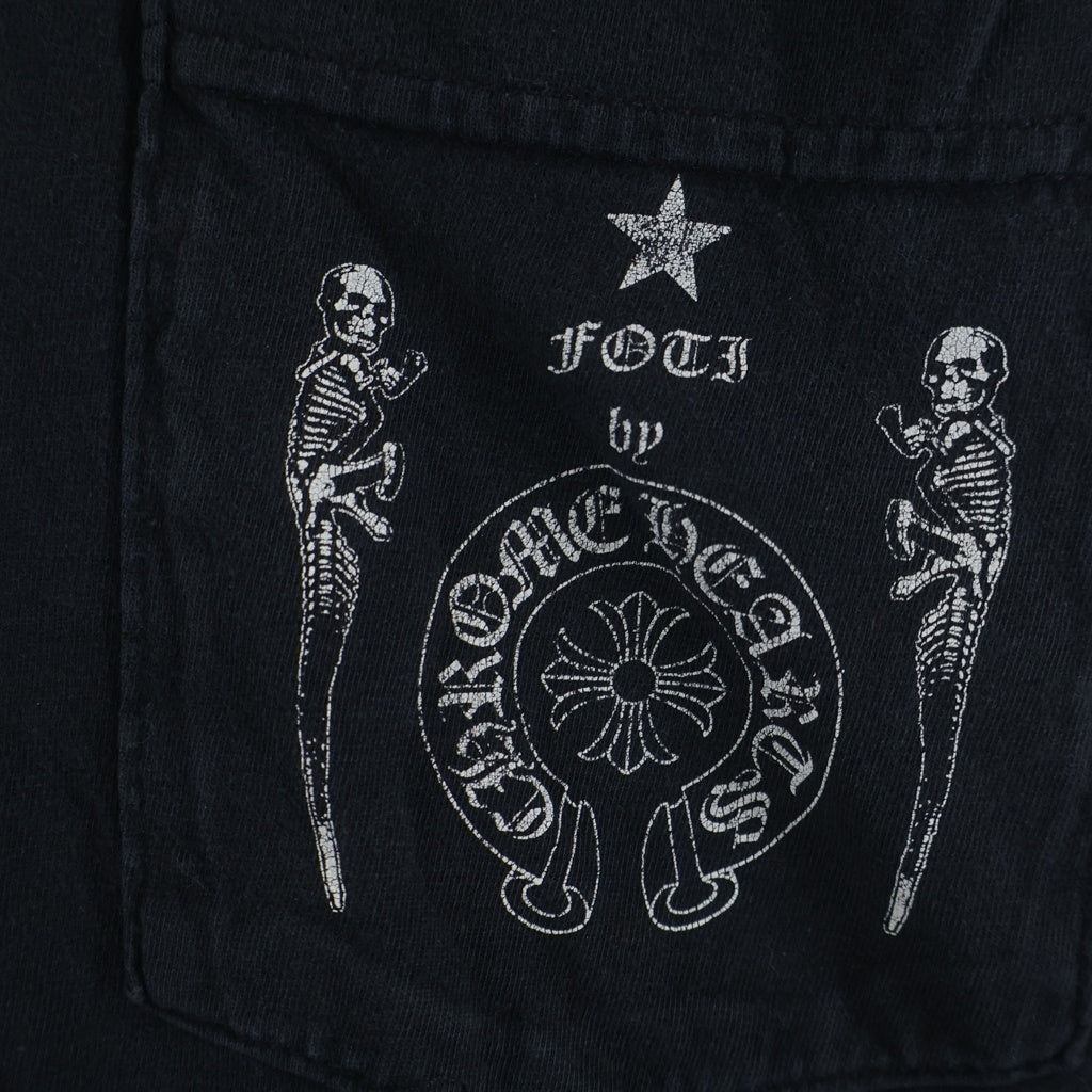 CHROME HEARTS(クロムハーツ) FOTI TEE ナスカル スカルプリント クルーネック ポケット 半袖Tシャツ カットソー ブラック