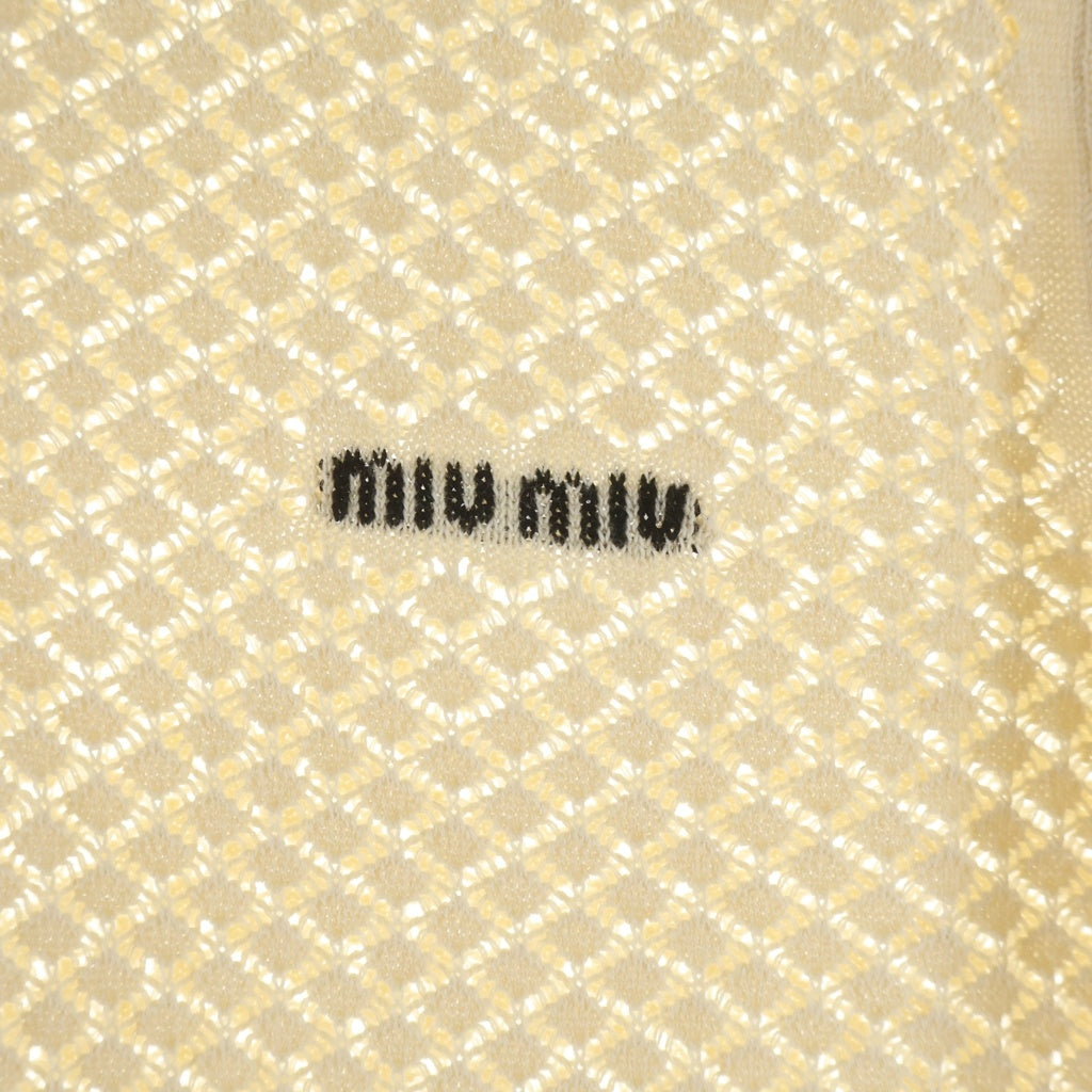 miumiu(ミュウミュウ) ロゴ刺繍 クロシェニットポロシャツ ベージュ MMLB28 S000 17NL レディース