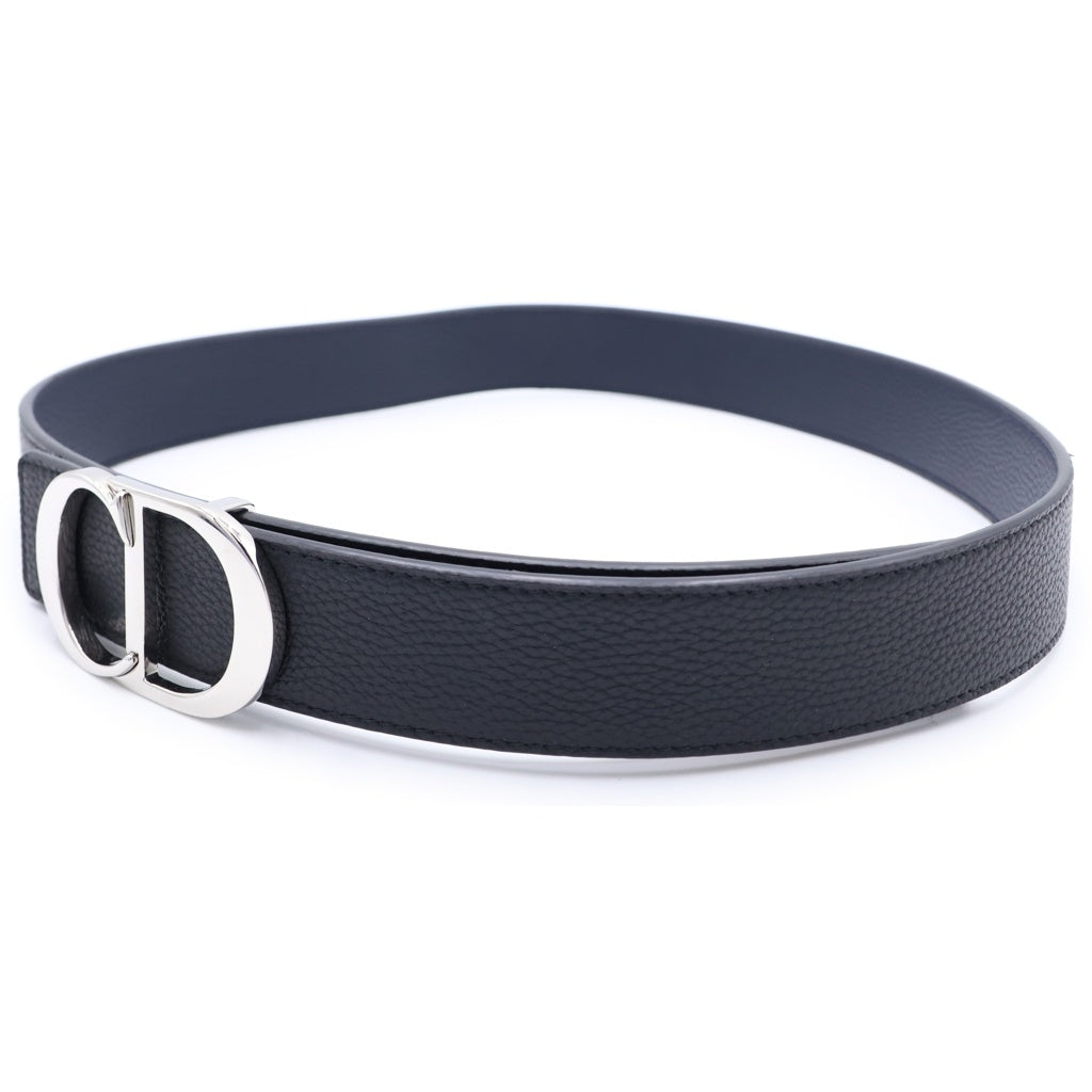 DIOR(ディオール) CD ICONバックル レザーベルト 35mm ブラック/シルバー 23MA-0254