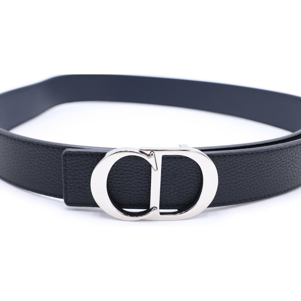 DIOR(ディオール) CD ICONバックル レザーベルト 35mm ブラック/シルバー 23MA-0254