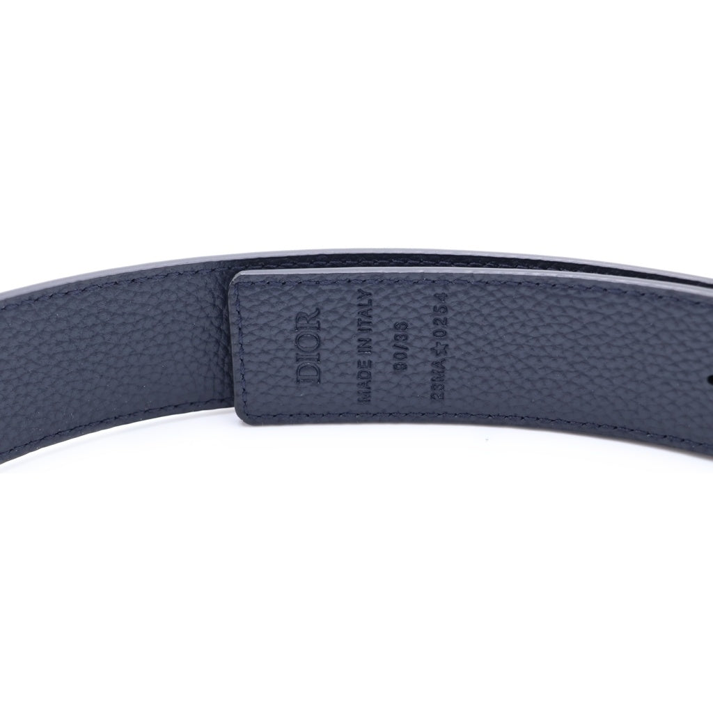 DIOR(ディオール) CD ICONバックル レザーベルト 35mm ブラック/シルバー 23MA-0254