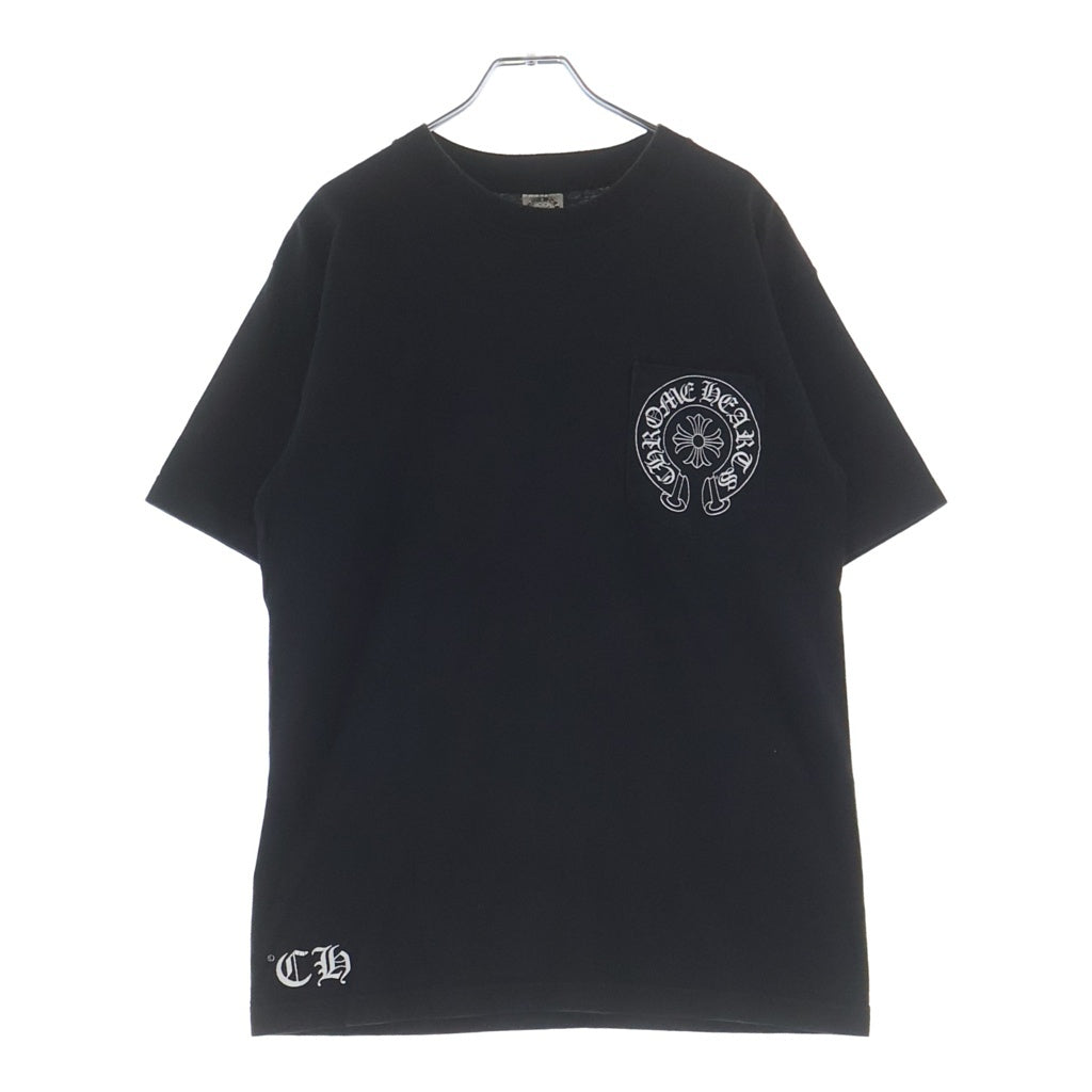 CHROME HEARTS(クロムハーツ) SCROLL LABEL T-SHIRT スクロールラベルプリント クルーネックポケット半袖Tシャツ ブラック