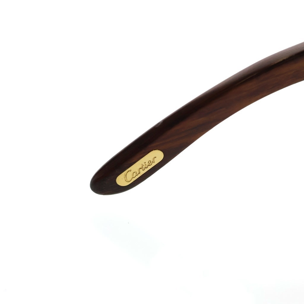 Cartier(カルティエ) レクタングル リムレス ウッドテンプル サングラス 眼鏡 メガネ 3786377 イエロー/ブラウン