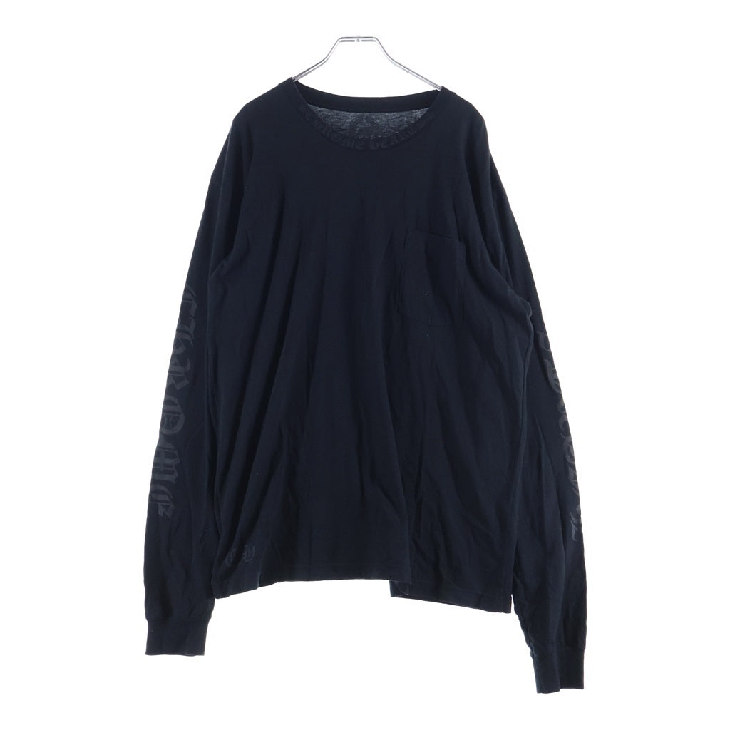 CHROME HEARTS(クロムハーツ) CH LS NECK LOGO TEE ネックロゴプリント長袖Tシャツ ブラック