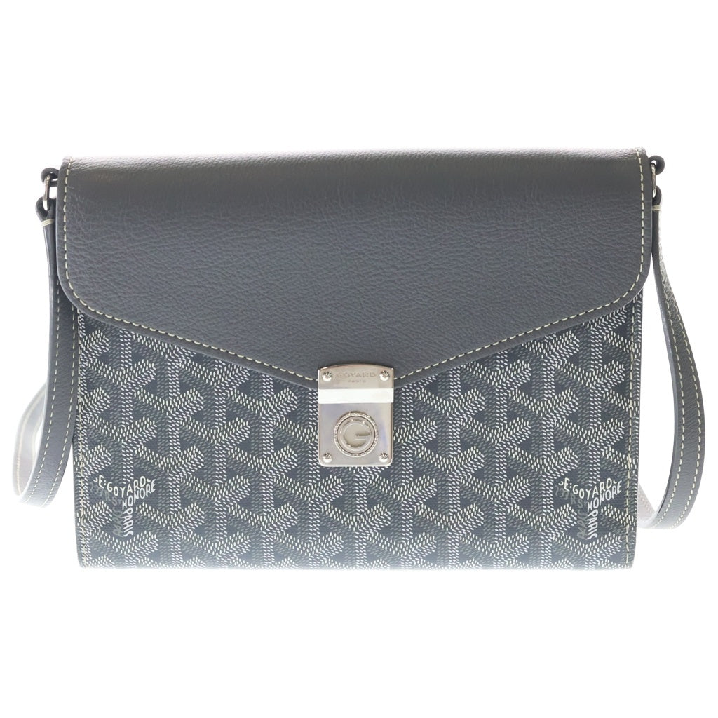GOYARD(ゴヤール) シープル ポーチPM ショルダーバッグ レザー×PVC シルバー金具 グレー レディース