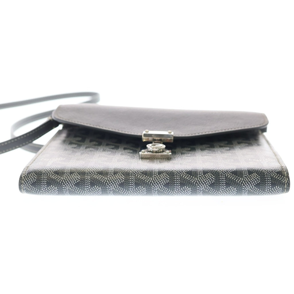 GOYARD(ゴヤール) シープル ポーチPM ショルダーバッグ レザー×PVC シルバー金具 グレー レディース