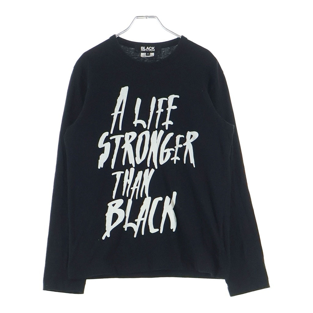 BLACK COMME des GARCONS(ブラックコムデギャルソン) メッセージプリントリングスリーブカットソー 1Q-T001 ブラック