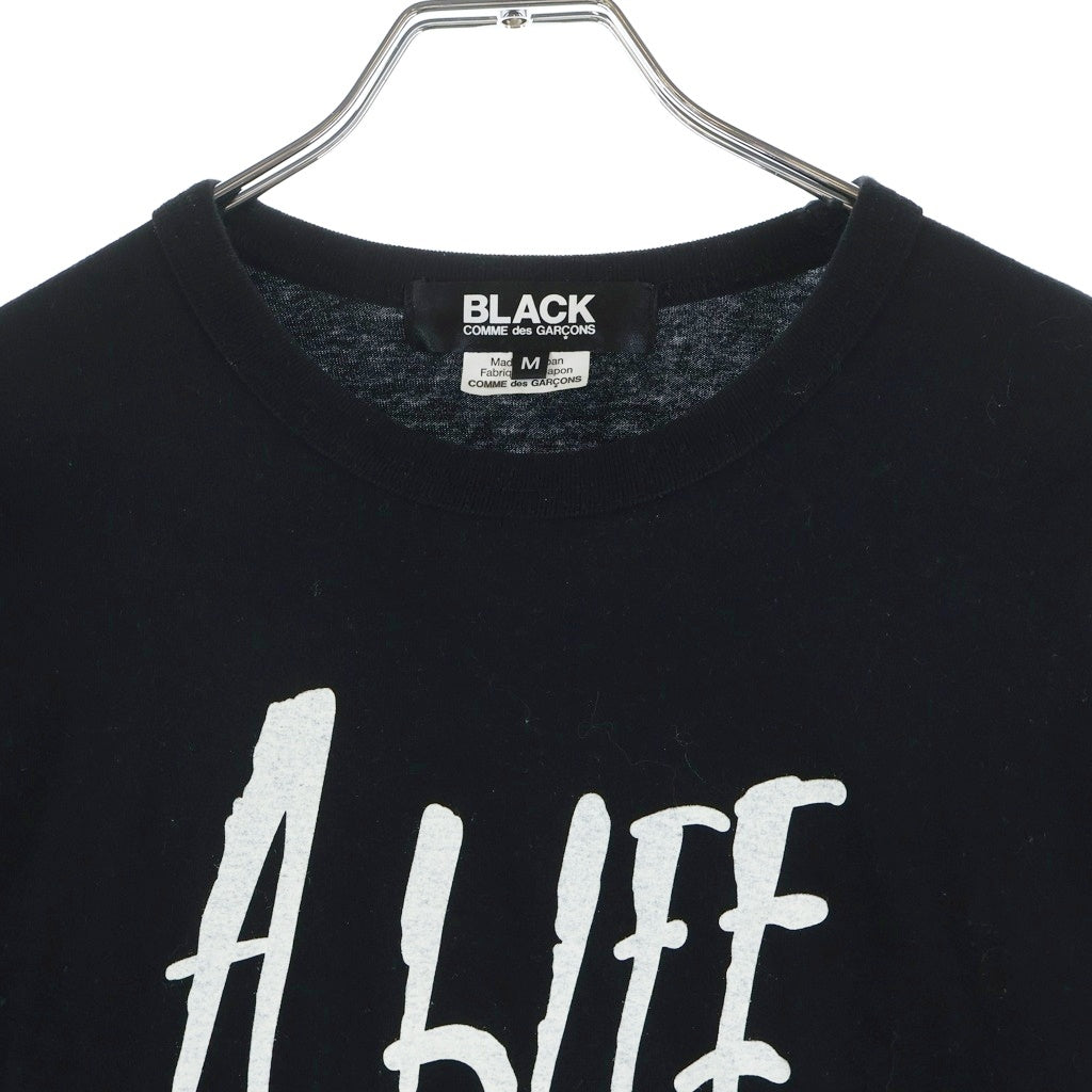 BLACK COMME des GARCONS(ブラックコムデギャルソン) メッセージプリントリングスリーブカットソー 1Q-T001 ブラック