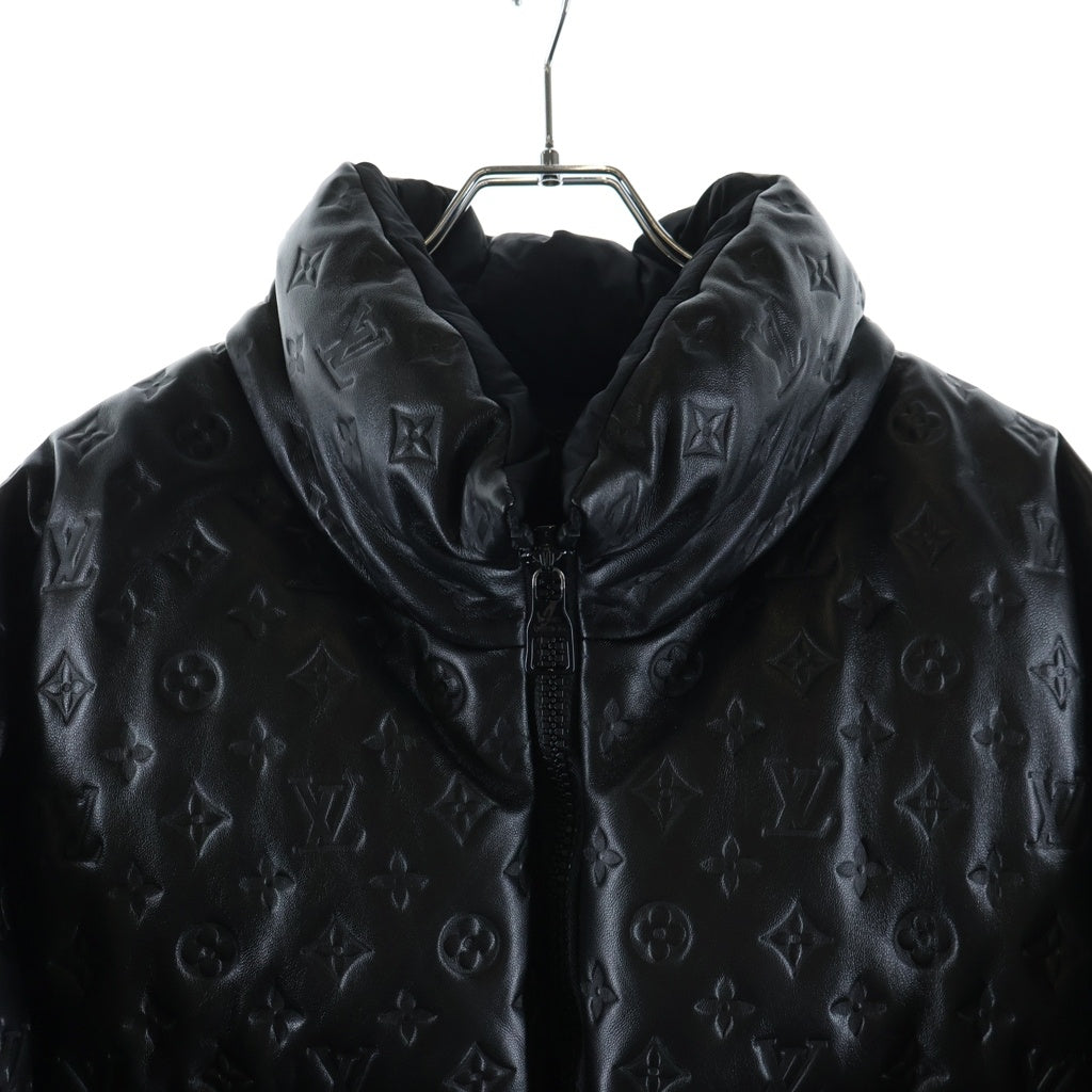 LOUIS VUITTON(ルイヴィトン) モノグラムラムレザー切り替え オーバーサイズパッファージップアップ ダウンジャケット HPB80ERSC ブラック