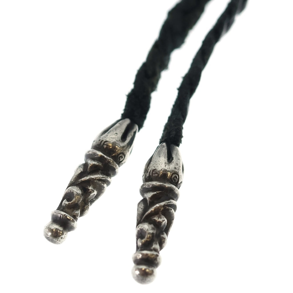 CHROME HEARTS(クロムハーツ) LEATHER BRAID スクロールレザーブレード シルバーネックレス ブラック/シルバー