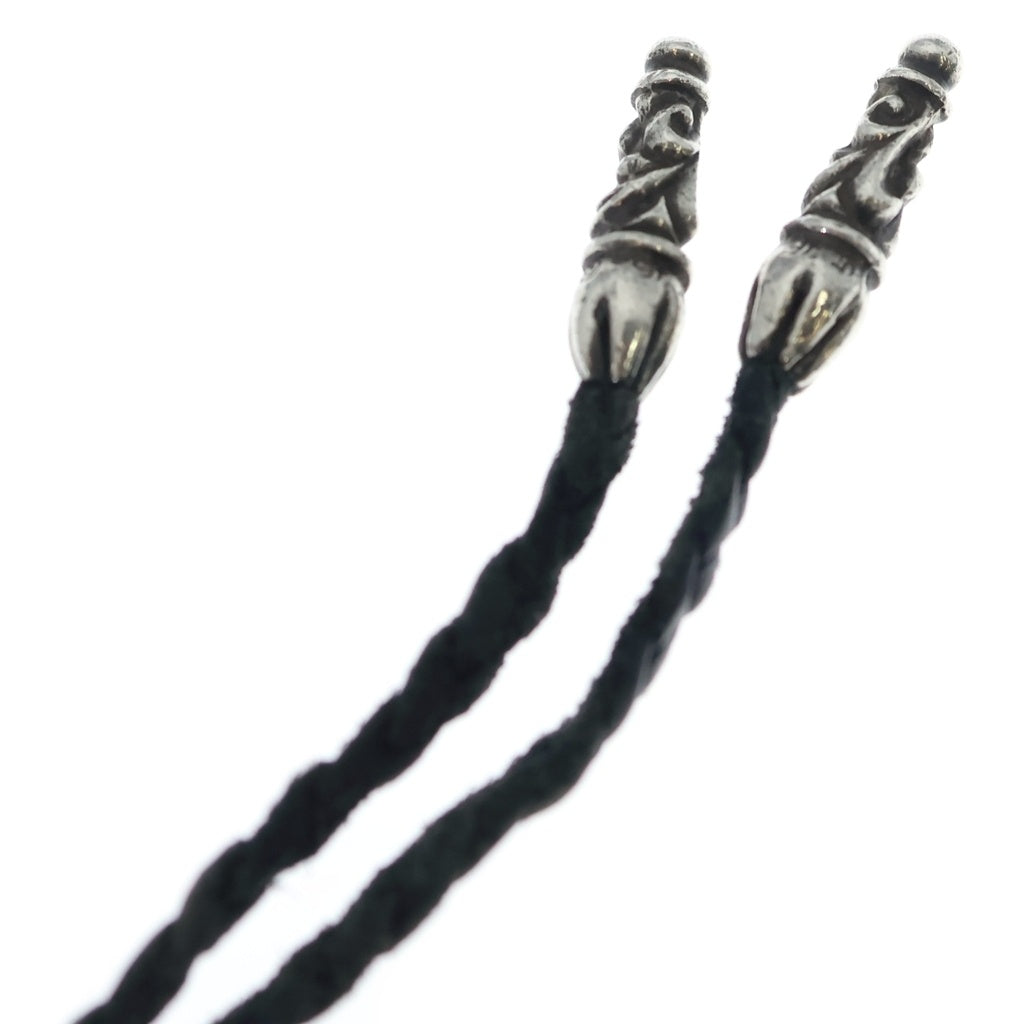 CHROME HEARTS(クロムハーツ) LEATHER BRAID スクロールレザーブレード シルバーネックレス ブラック/シルバー