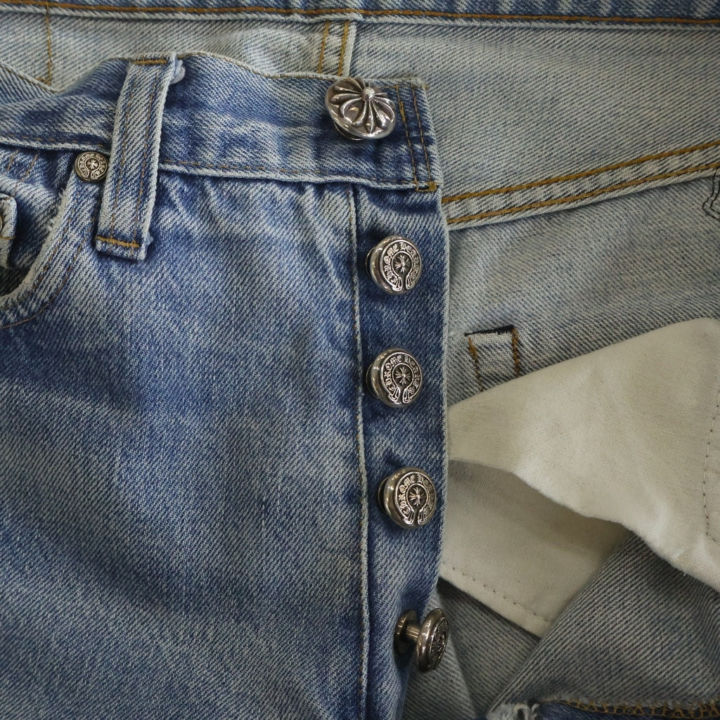 CHROME HEARTS(クロムハーツ) ×Levi's 501 VNTG LEATHER CROSS PATCH JEANS ×リーバイス 501 ヴィンテージ レザークロスパッチ ジーンズ デニムパンツ インディゴ