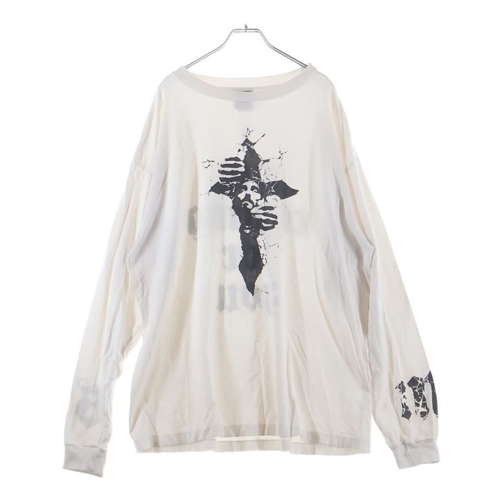 SAINT MICHAEL(セントマイケル) 22SS 両面グラフィックプリント 長袖Tシャツカットソー ホワイト/ブラック SM-S22-0000-028
