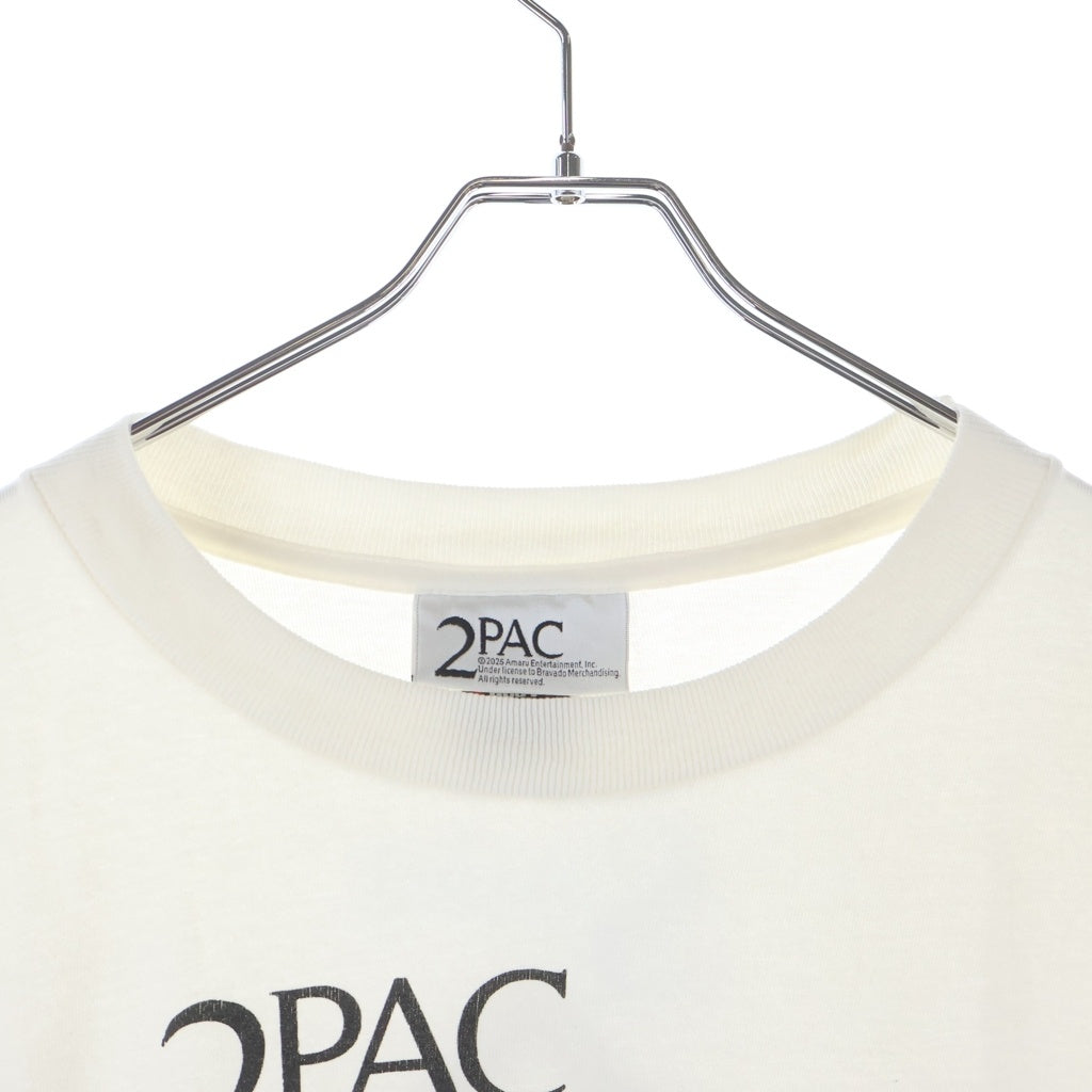 SAINT MICHAEL(セントマイケル) 25SS 2PAC TEE ツーパック フォトプリント ヴィンテージ加工 クルーネック 半袖カットソー Tシャツ ホワイト SM-HR8-0000-C15