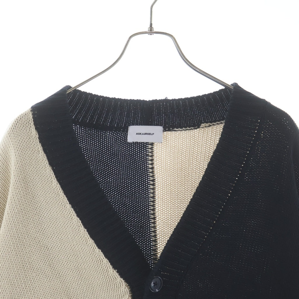 ASKYURSELF(アスクユアセルフ) CHUNKY CHECKRED KNIT CARDIGAN チャンキーチェックニット カーディガン ブラック/ベージュ
