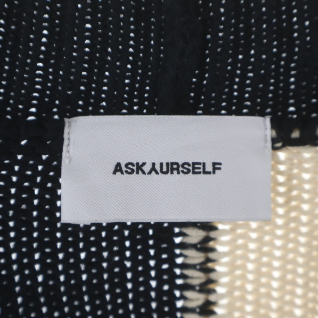 ASKYURSELF(アスクユアセルフ) CHUNKY CHECKRED KNIT CARDIGAN チャンキーチェックニット カーディガン ブラック/ベージュ