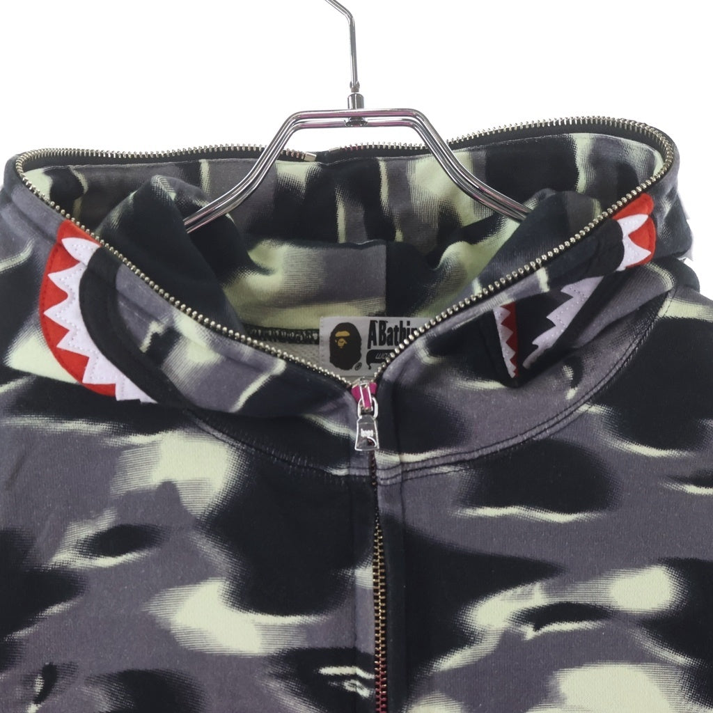 A BATHING APE(アベイシングエイプ) SCREEN CAMO SHARK FULL ZIP HOODIE スクリーンカモシャークフルジップフーディー ジップパーカー 001ZPM301304M ブラック