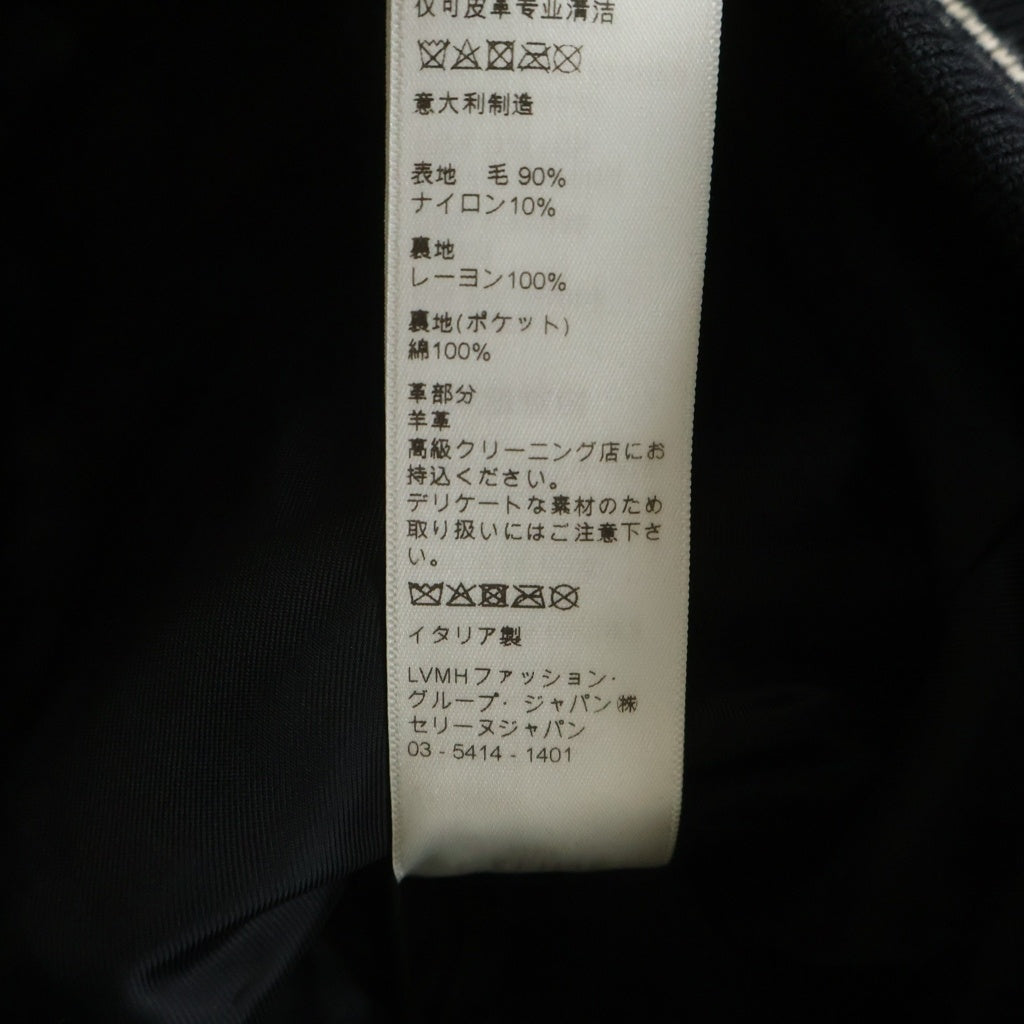 CELINE(セリーヌ) テディジャケット 羊革切替スタジアムジャケット ブルゾン ブラック/ホワイト 2V534896C
