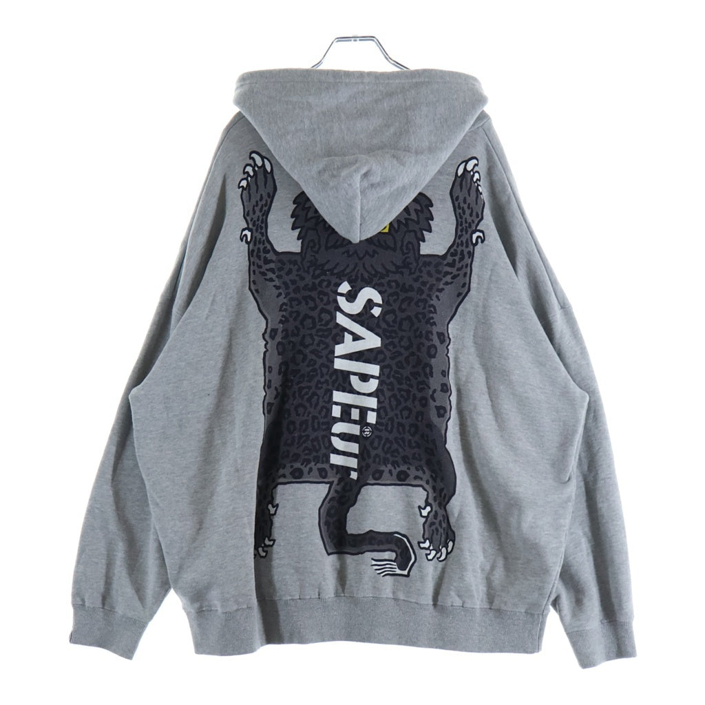 SAPEur(サプール) TIBETAN LEOPARD HOODIE プルオーバーパーカー グレー