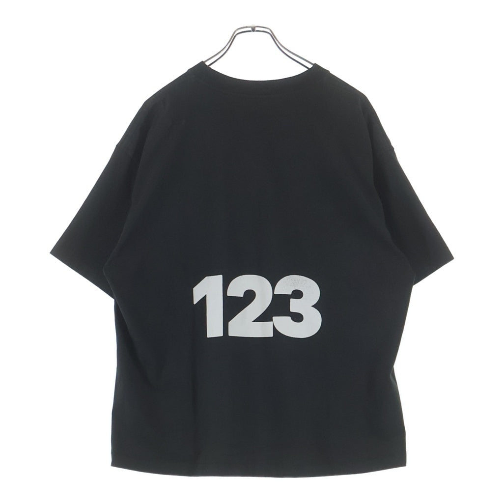 RRR123 RIVINGTON roi Rebis(リヴィントンロイレビス) フロント プリント&刺繍 バック プリント 半袖カットソー ロンT ブラック
