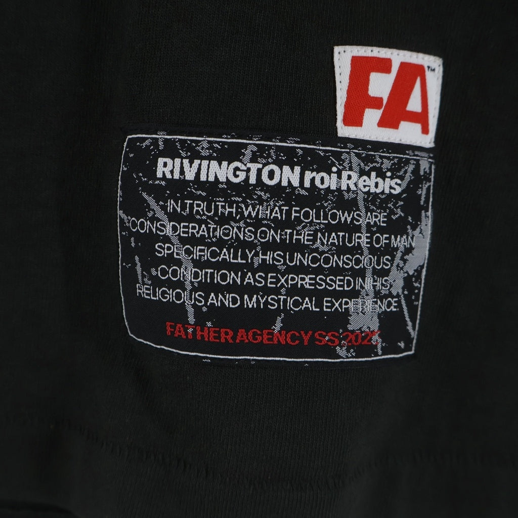 RRR123 RIVINGTON roi Rebis(リヴィントンロイレビス) フロント プリント&刺繍 バック プリント 半袖カットソー ロンT ブラック