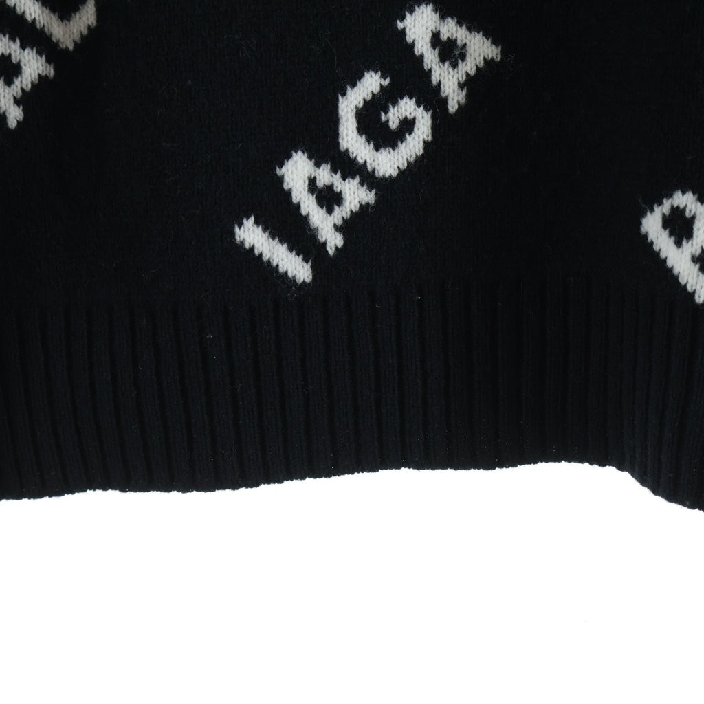 BALENCIAGA(バレンシアガ) ロゴ総柄 クルーネックニットセーター 648433 ブラック