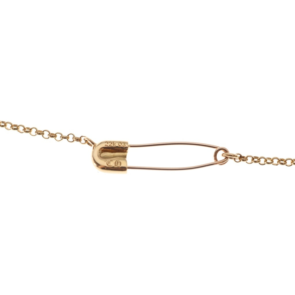 CHROME HEARTS(クロムハーツ) 22K SAFETY PIN R16 1EMRLD セーフティピン 1エメラルド ロールチェーンネックレス 16inch ゴールド