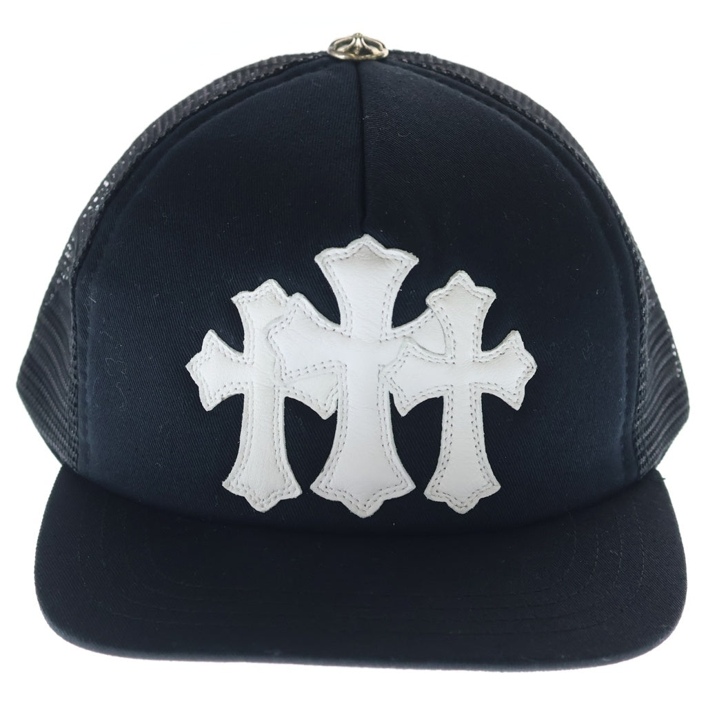 CHROME HEARTS(クロムハーツ) TRUCKER CAP トラッカーキャップ 3セメタリーレザーパッチメッシュキャップ 帽子 ブラック/ホワイト