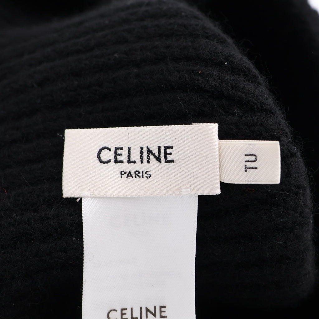 CELINE(セリーヌ) トリオンフロゴ カシミヤニットキャップ 帽子 2AA32384D ブラック