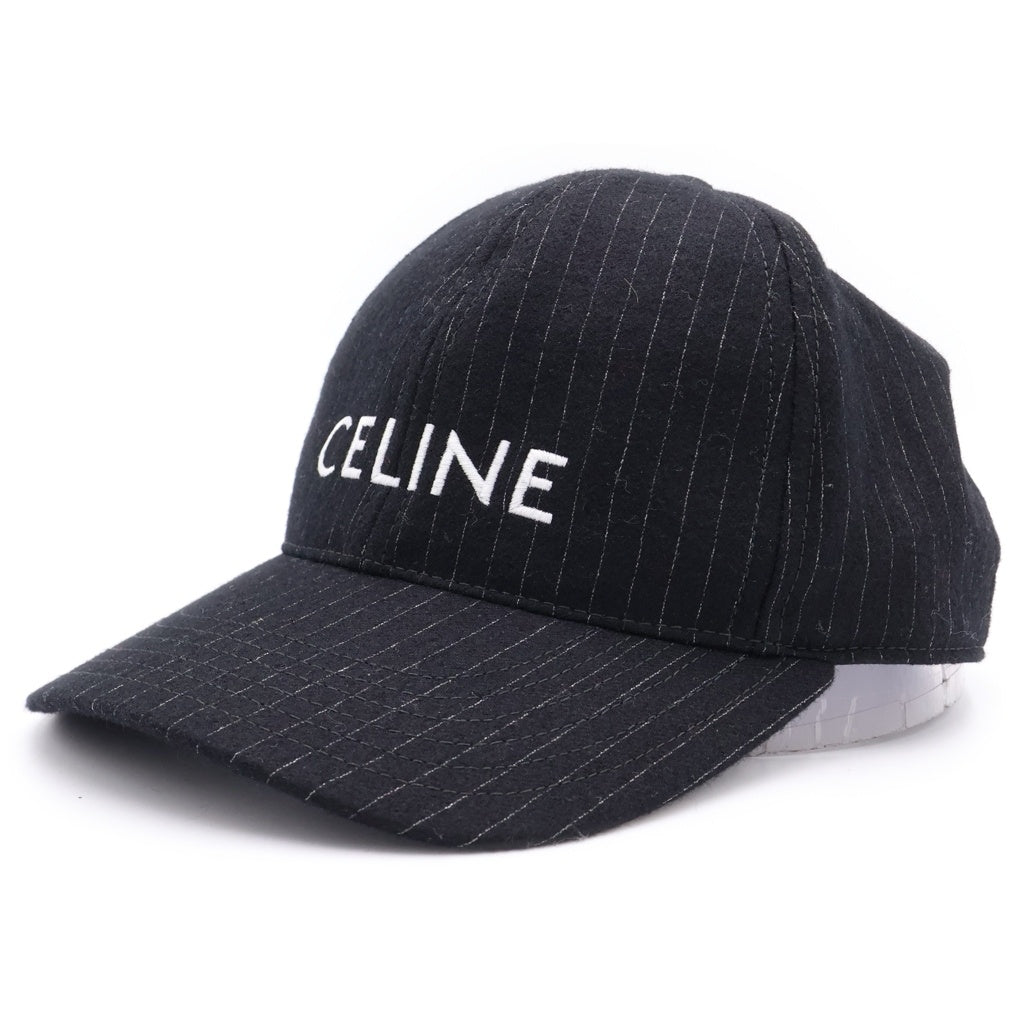 CELINE(セリーヌ) ロゴ ストライプ ベースボールキャップ 帽子 2AUS9495R ブラック