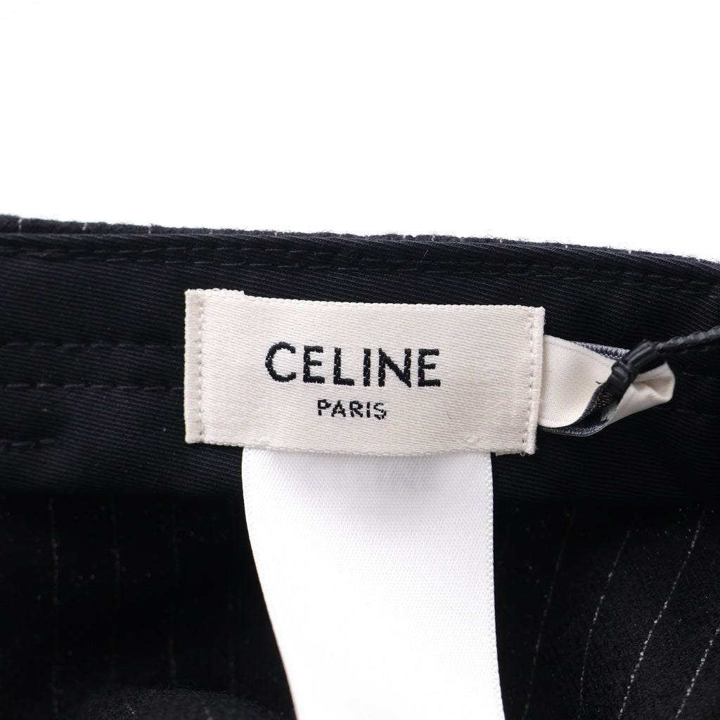 CELINE(セリーヌ) ロゴ ストライプ ベースボールキャップ 帽子 2AUS9495R ブラック