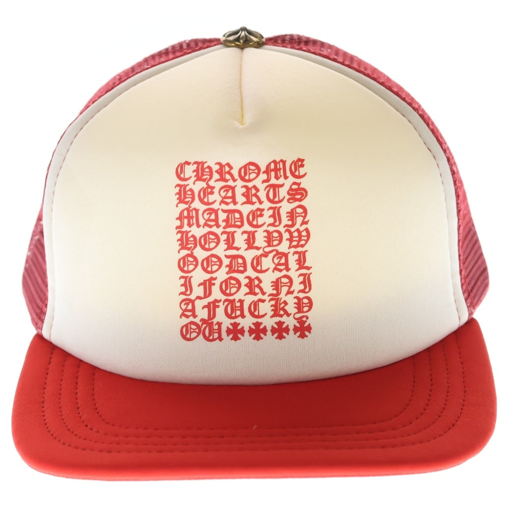 CHROME HEARTS(クロムハーツ) TRUCKER CAP 英字プリント メッシュ トラッカーキャップ 帽子 レッド/ホワイト