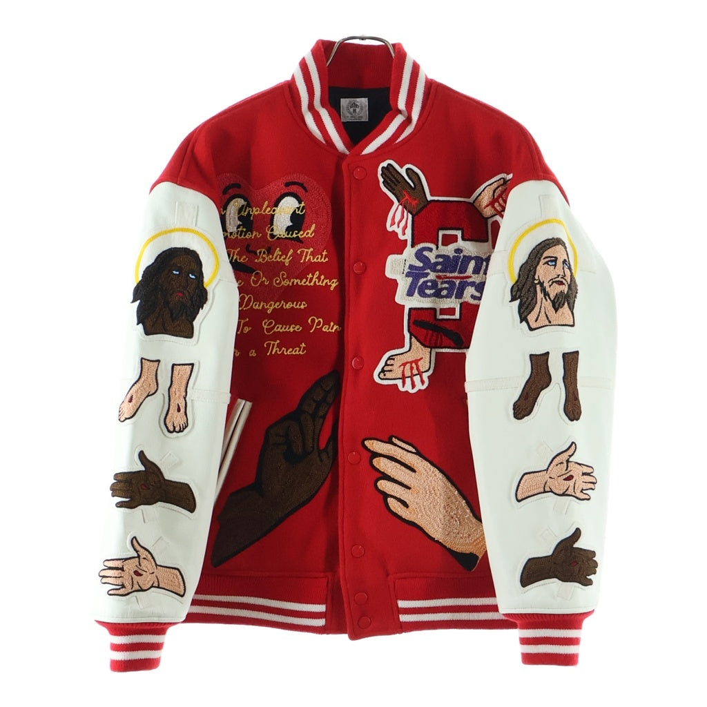 SAINT MICHAEL(セントマイケル) 22SS ×DENIM TEARS STUDIUM JACKET デニムティアーズ スタジアムジャケット SM-S22-0000-058 レッド/ホワイト