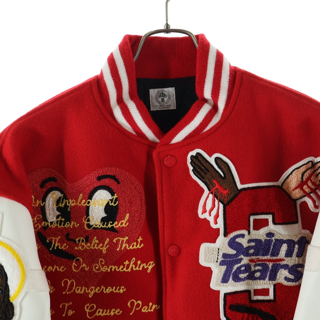 SAINT MICHAEL(セントマイケル) 22SS ×DENIM TEARS STUDIUM JACKET デニムティアーズ スタジアムジャケット SM-S22-0000-058 レッド/ホワイト