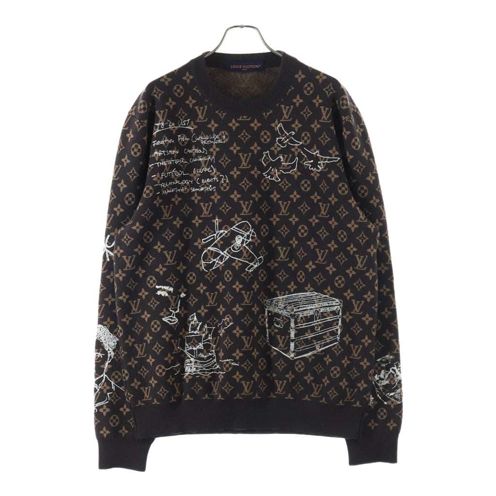 LOUIS VUITTON(ルイヴィトン) 23AW モノグラム 総柄 クルーネックニットセーター RM232 ZLL HPN95W ブラウン