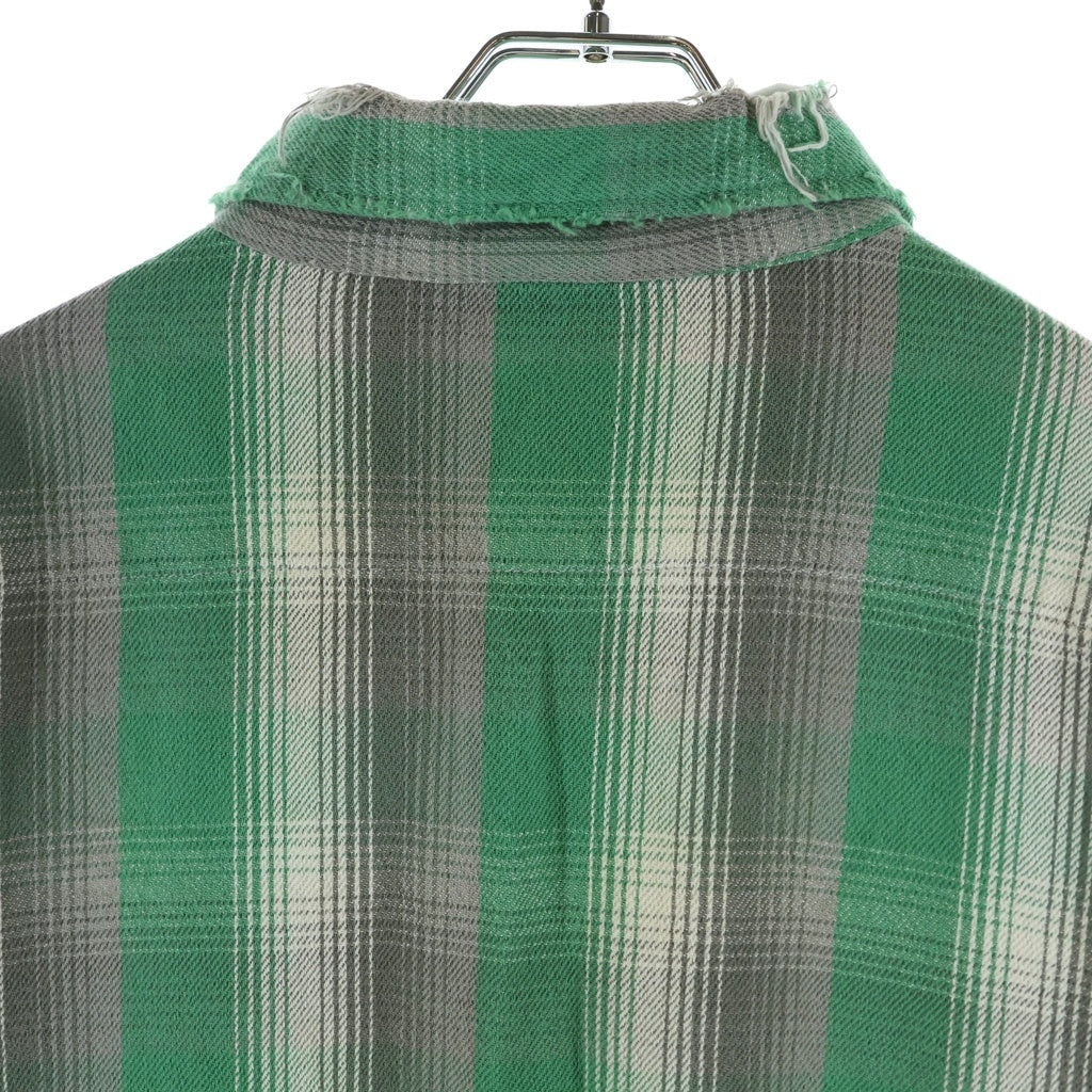 SAINT MICHAEL(セントマイケル) SHERMER ACADEMY CHECK FRANNEL SHIRT チェックフランネルシャツ ダメージ加工 SM-S23-0000-088 グリーン