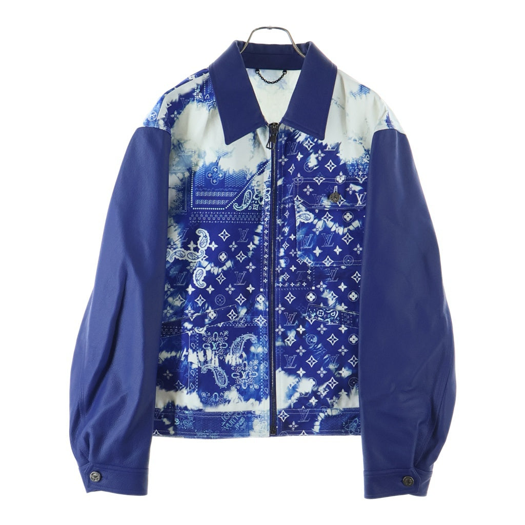 LOUIS VUITTON(ルイヴィトン) 22AW モノグラムバンダナミックスレザーデニムブルゾンジャケット RM222M MJY HNL04E ブルー