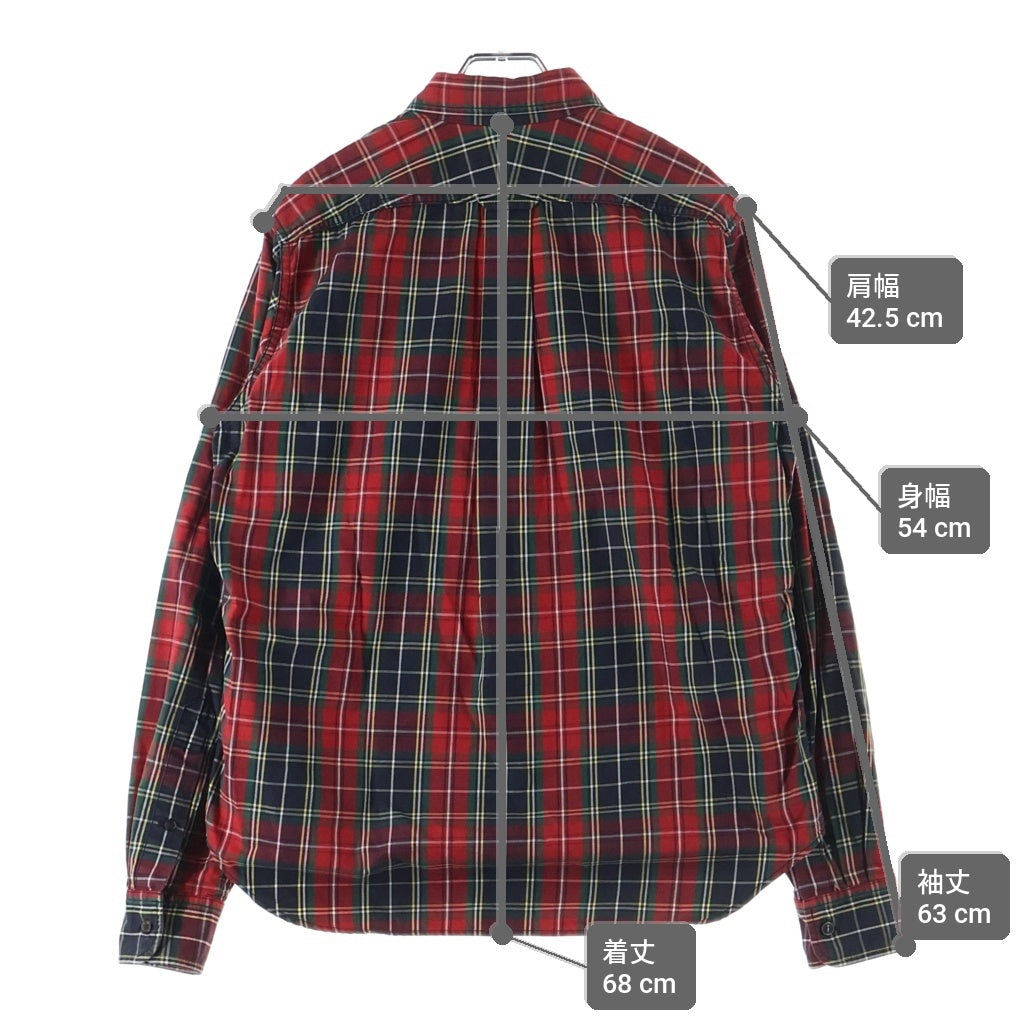 COMME des GARCONS HOMME(コムデギャルソンオム) タータンチェック長袖シャツ HL-B049 レッド