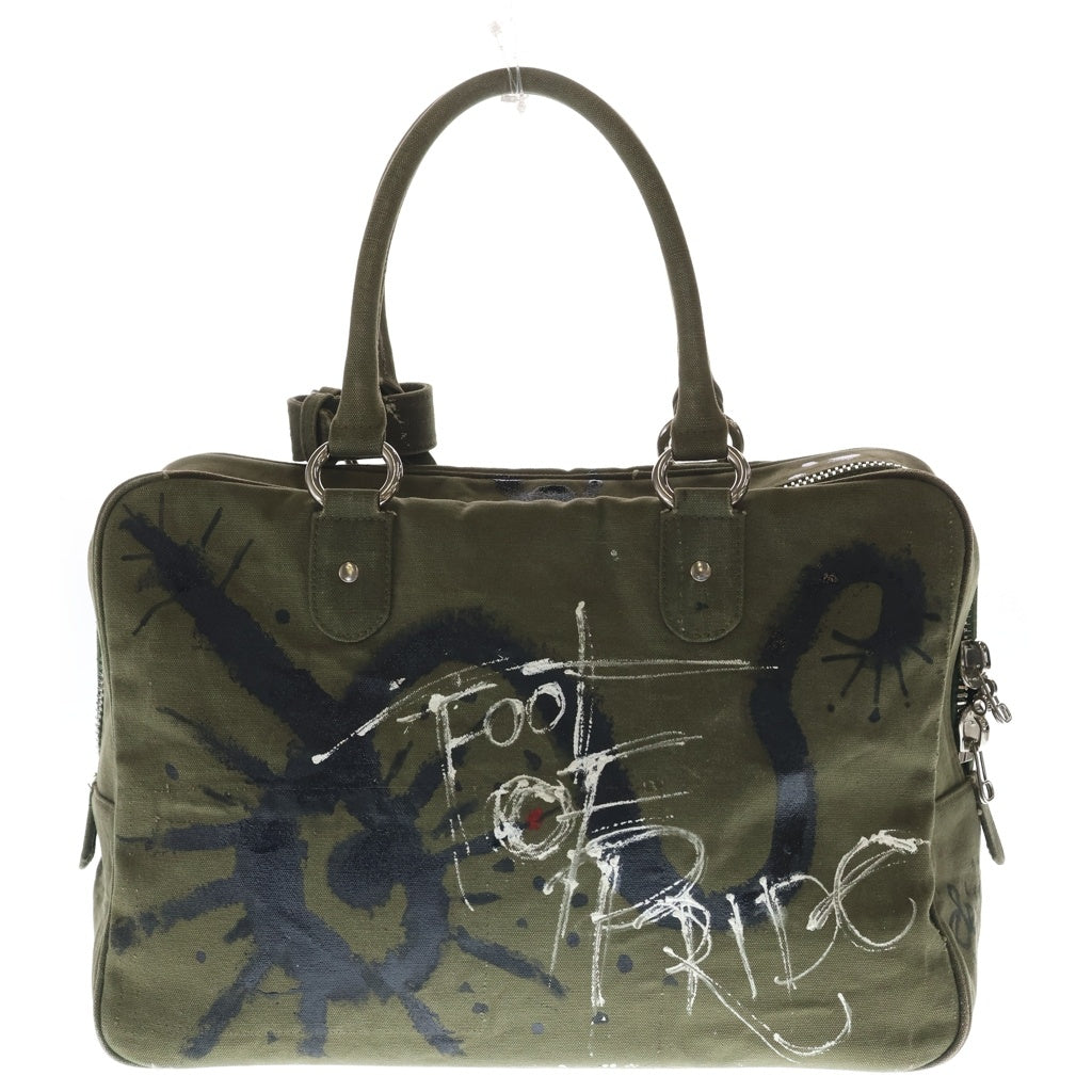 READY MADE(レディメイド) BOX BAG グラフィティ キャンバス ハンドバッグ カーキ レディース