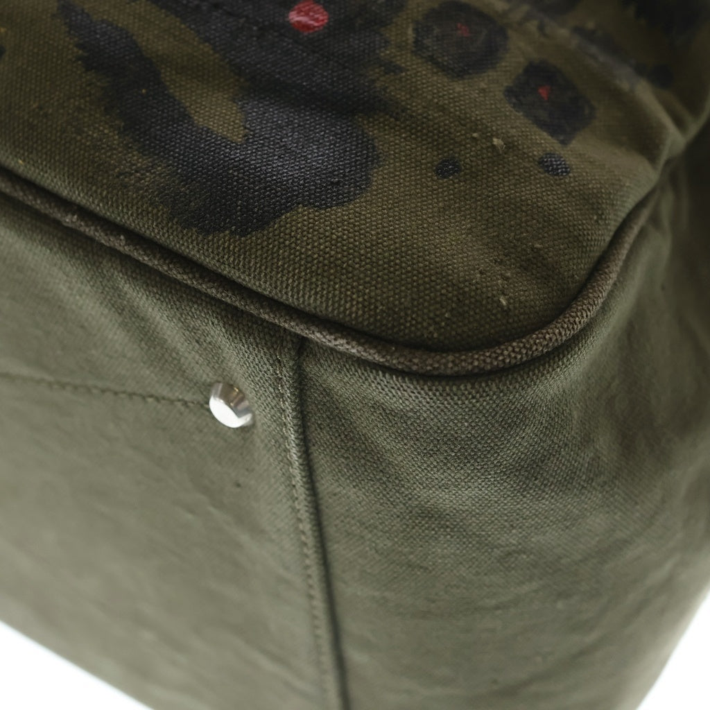 READY MADE(レディメイド) BOX BAG グラフィティ キャンバス ハンドバッグ カーキ レディース