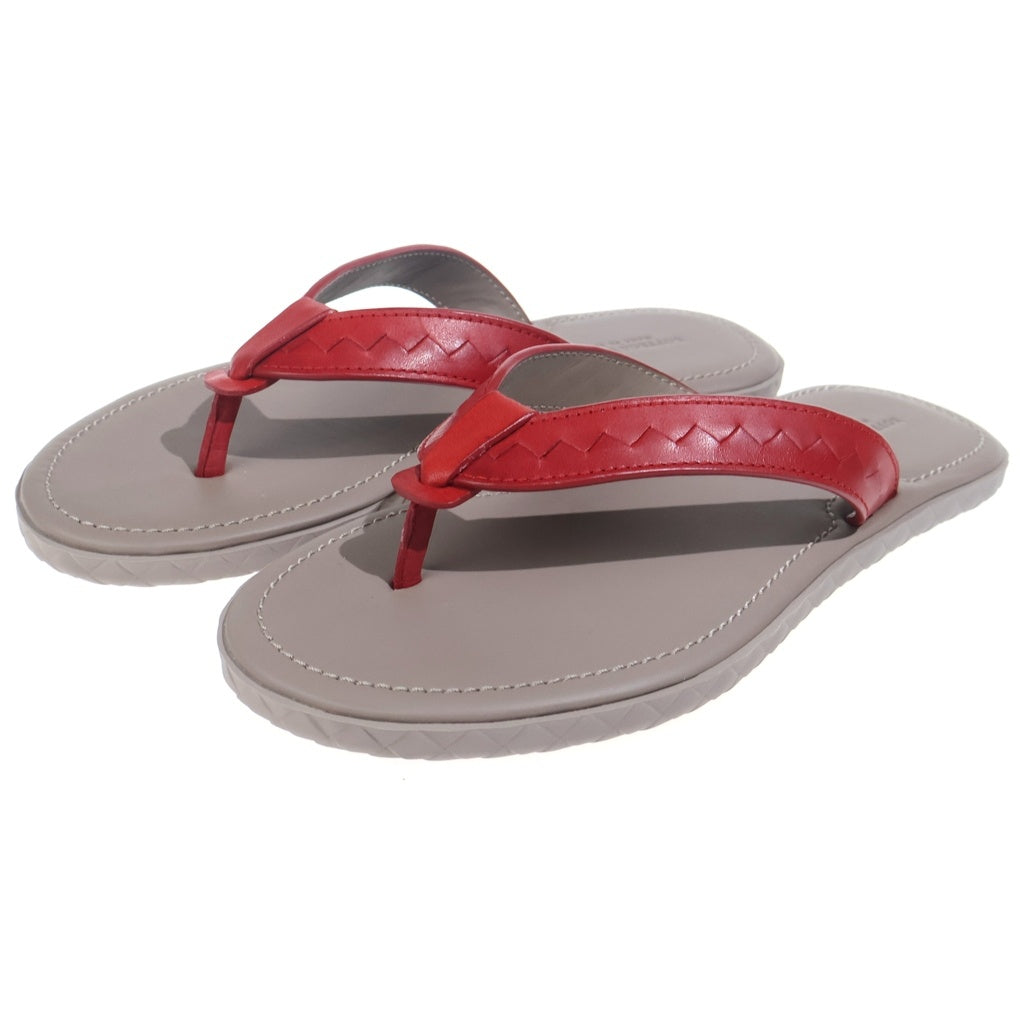 BOTTEGA VENETA(ボッテガヴェネタ) PLAGE CALF LEATHER FLIP FLOPS レザーサンダル レッド/ブラウン