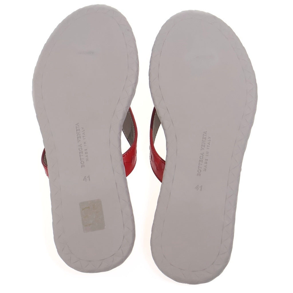 BOTTEGA VENETA(ボッテガヴェネタ) PLAGE CALF LEATHER FLIP FLOPS レザーサンダル レッド/ブラウン