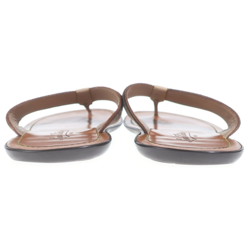 LOUIS VUITTON(ルイヴィトン) イエローステッチ トングサンダル レザーサンダル ブラウン FD 0075