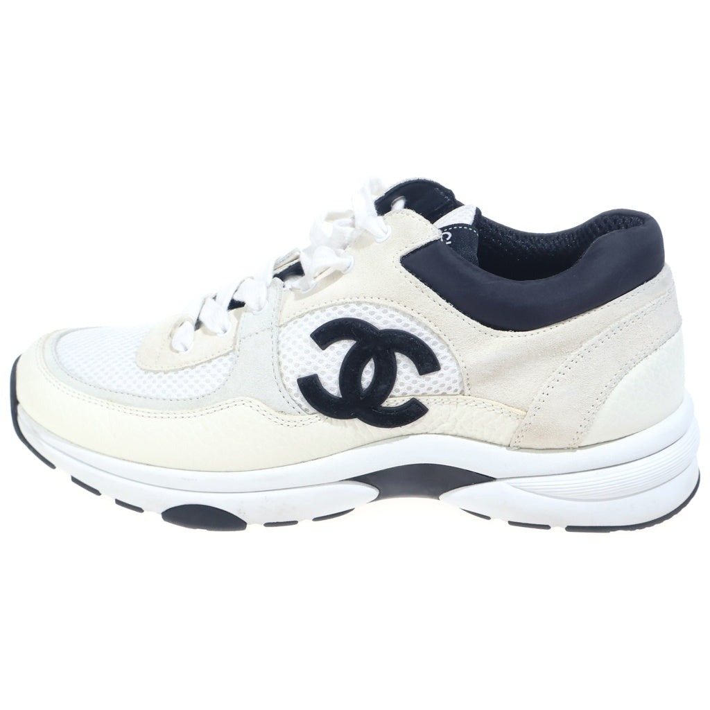 CHANEL(シャネル) ココマーク メッシュ レザー ローカットスニーカー ホワイト/ブラック G38301